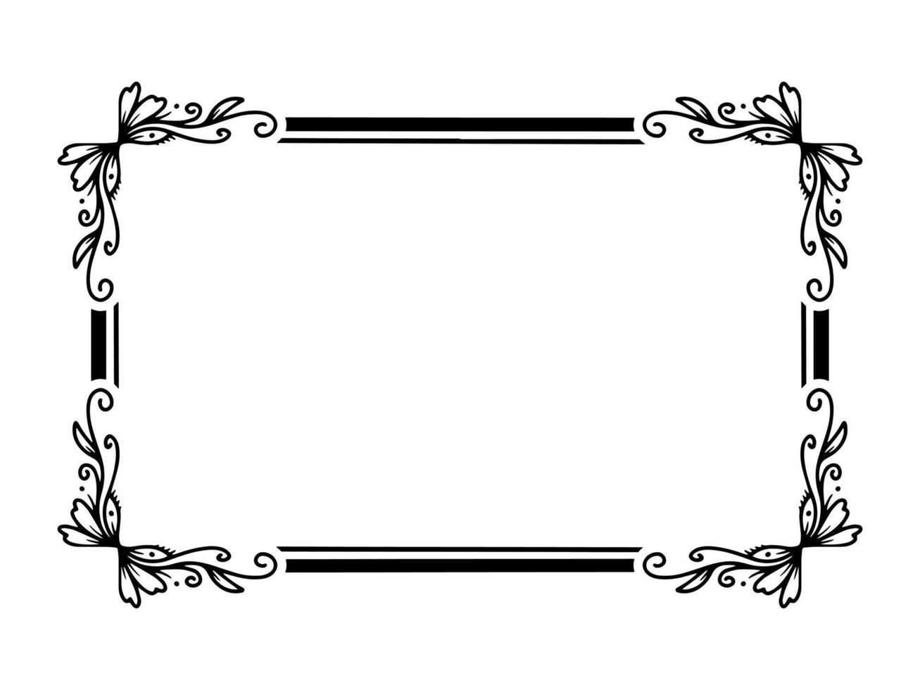 Frame Flower Sketch Line Art vector