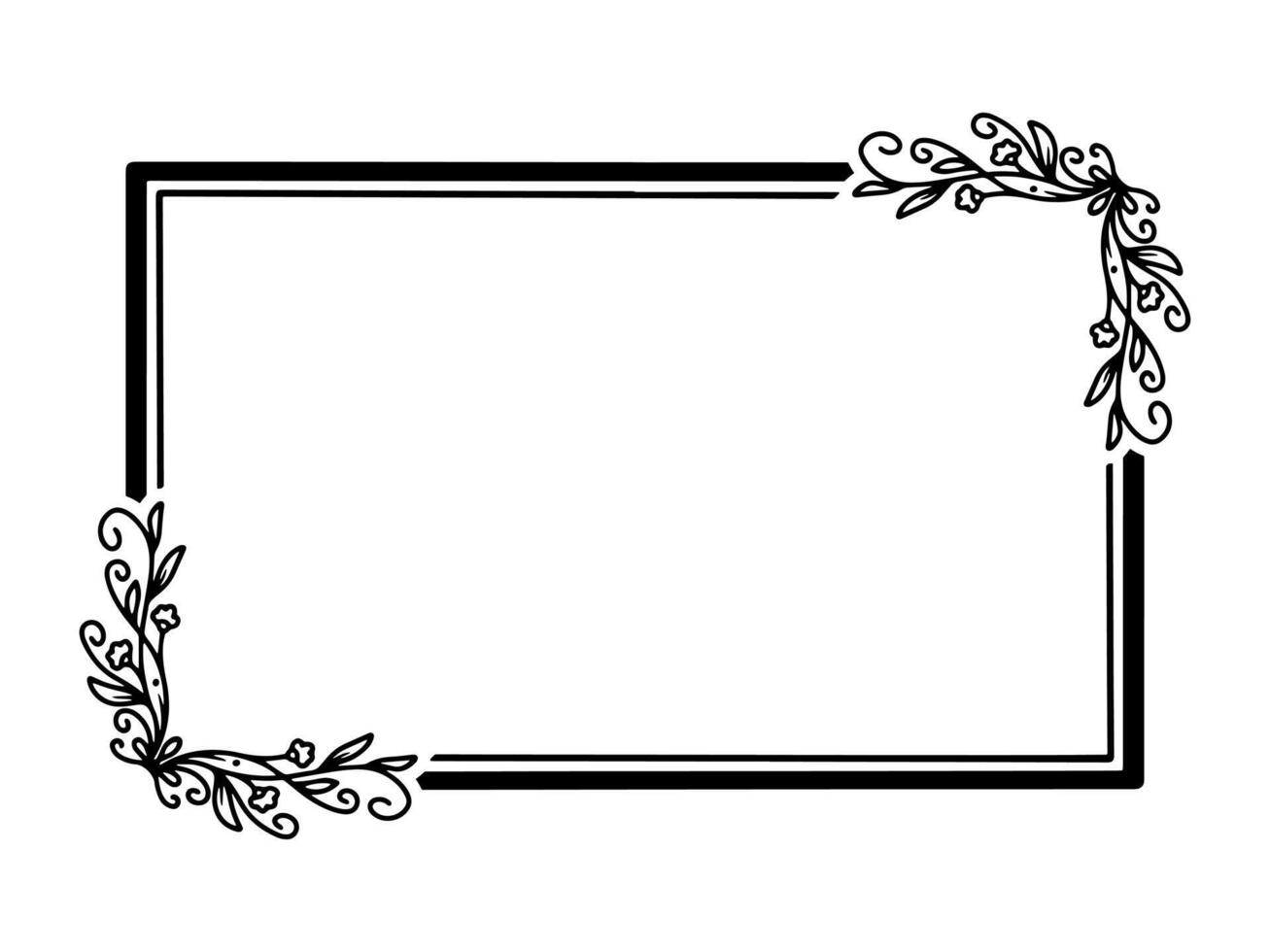 Flower Frame Sketch Line Art vector