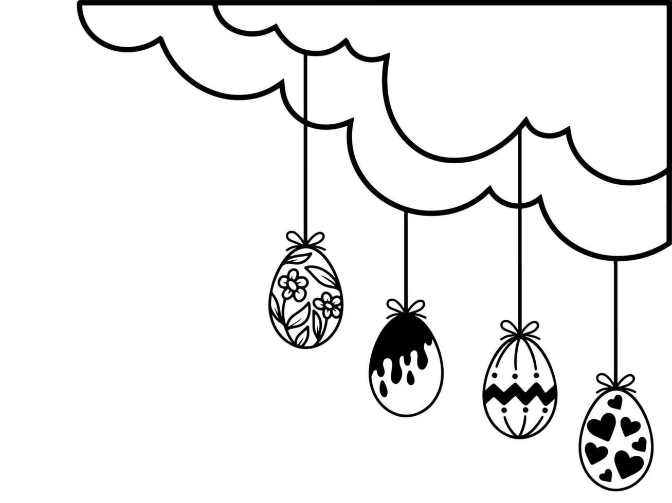 Easter Eggs Border Line Art vector