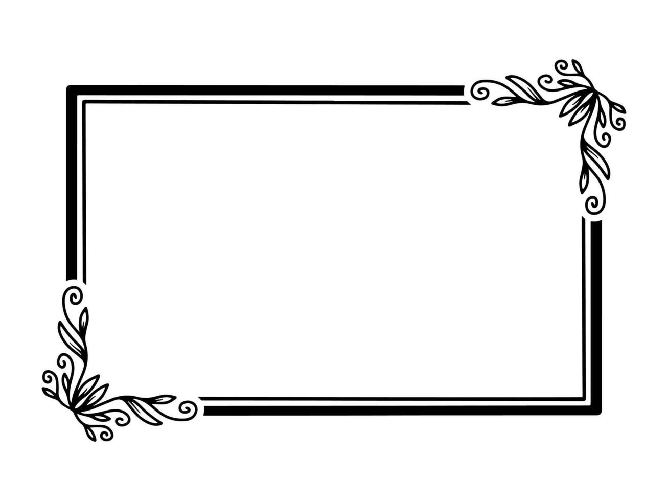 Hand Drawn Flower Frame Line Art vector