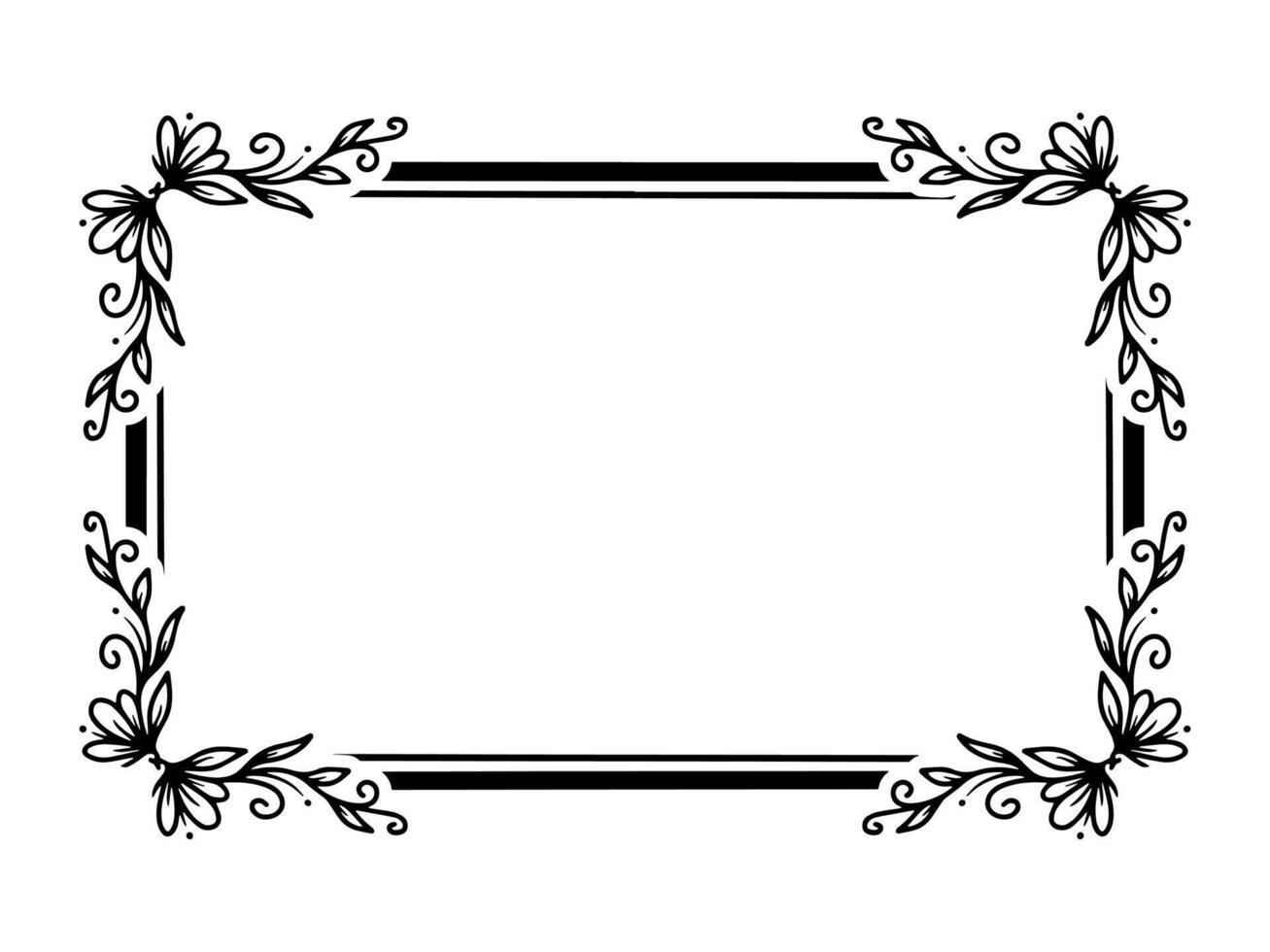 Flowers Frame Line Art Illustration vector