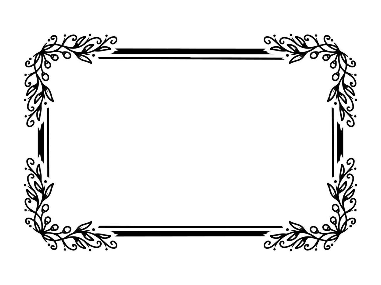Flowers Frame Line Art Illustration vector