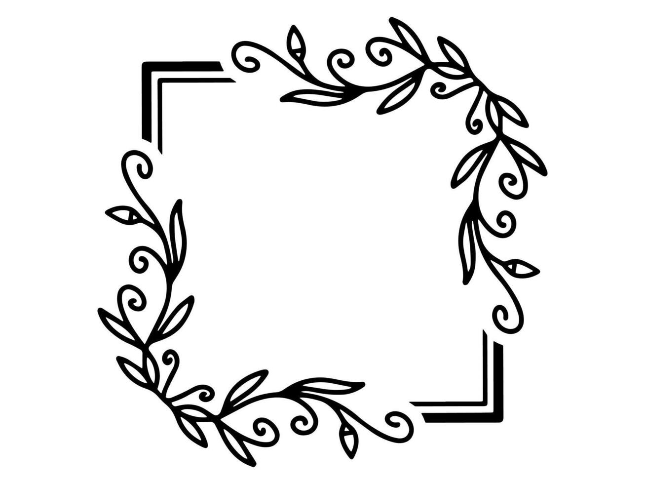 Frame Flower Line Art Illustration vector
