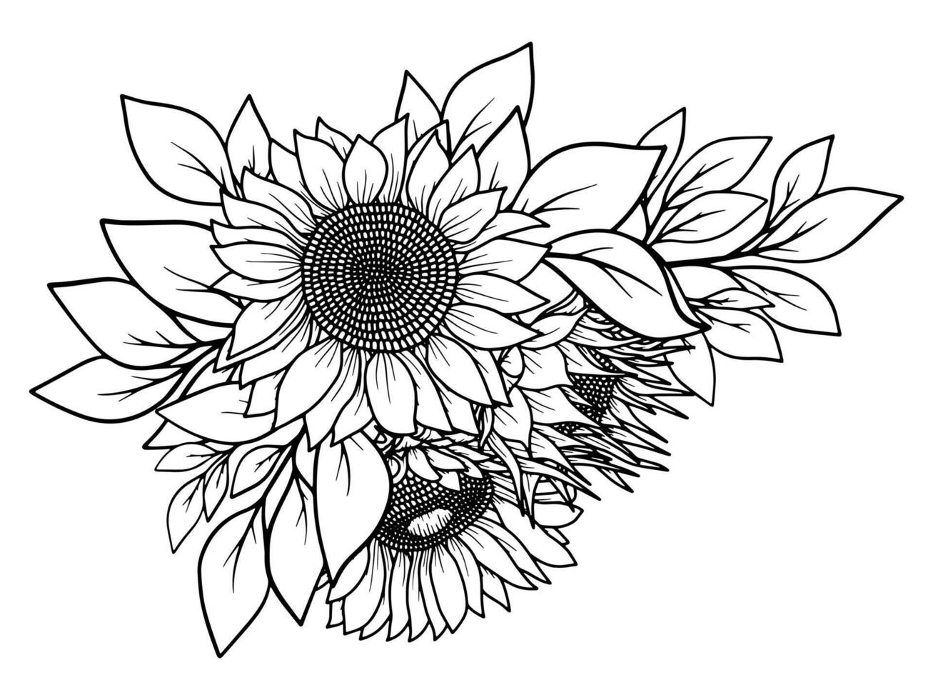 Flower Line Art Arrangement Illustration vector