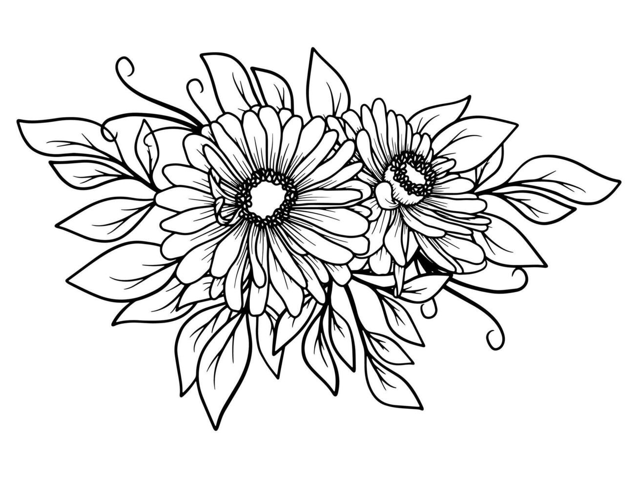 Hand Drawn Flower Line Art Illustration vector