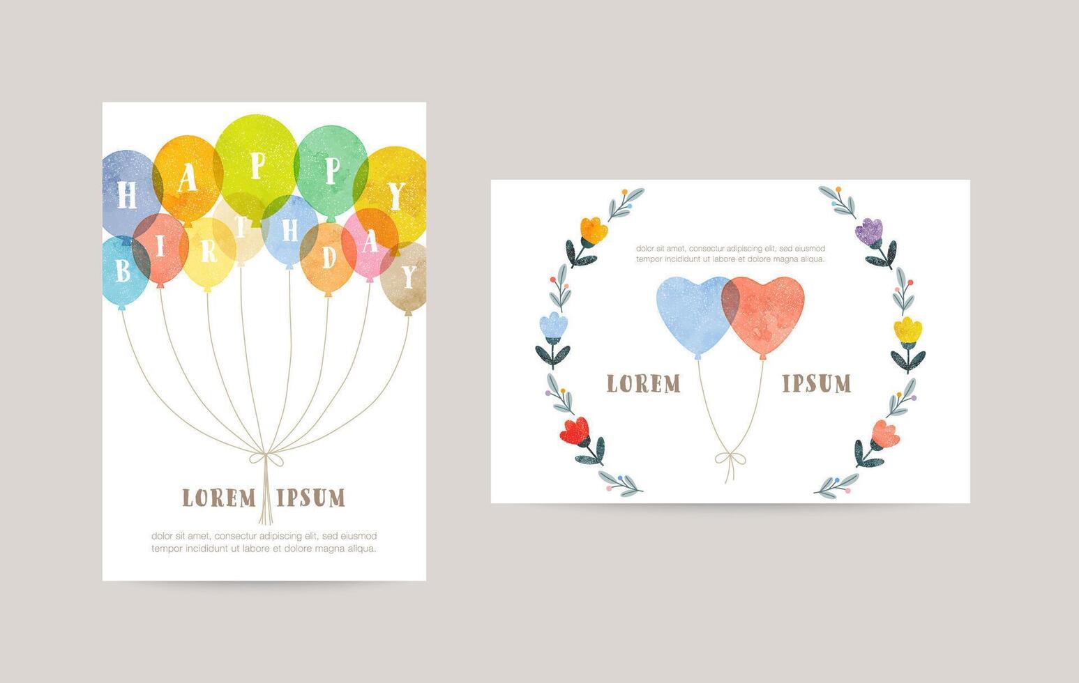 hand drawn balloon illustration cards for invitation, birthday vector