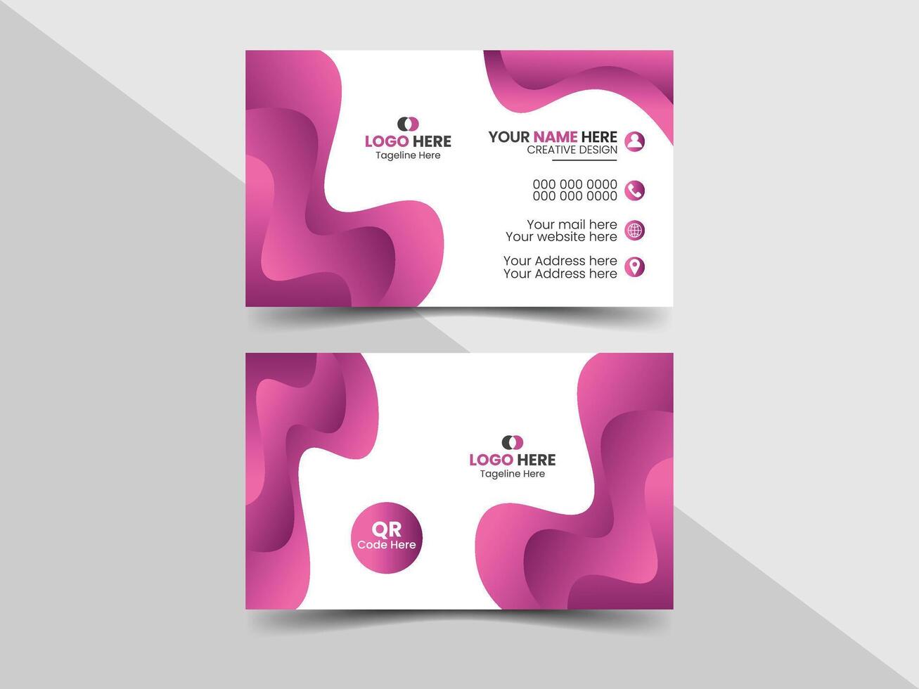 Corporate business card template with two gradient color variation vector