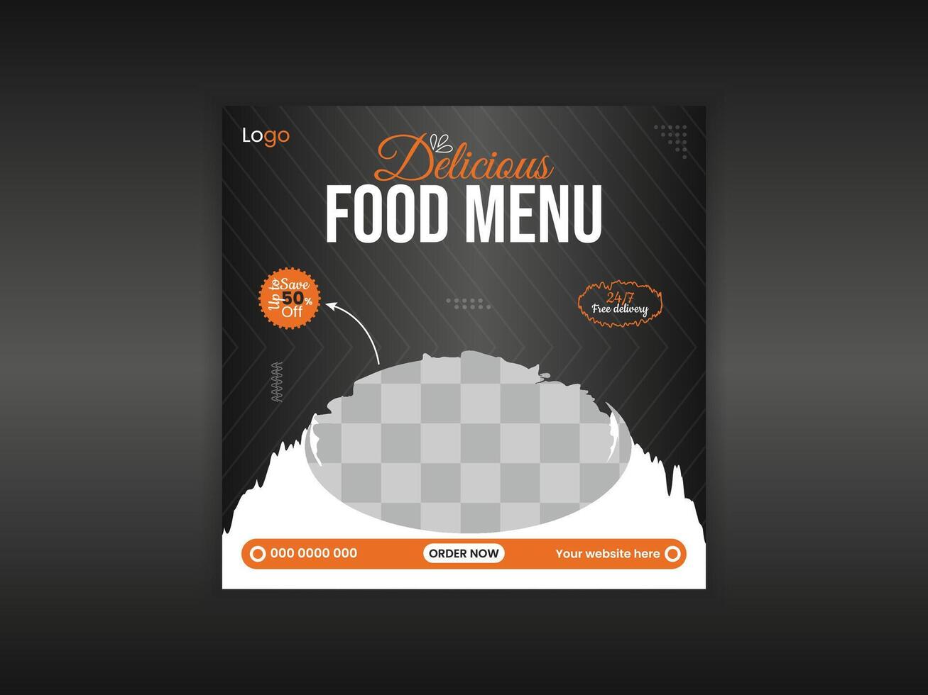 Food Menu Social Media Post Banner Template, Pro Vector. vector