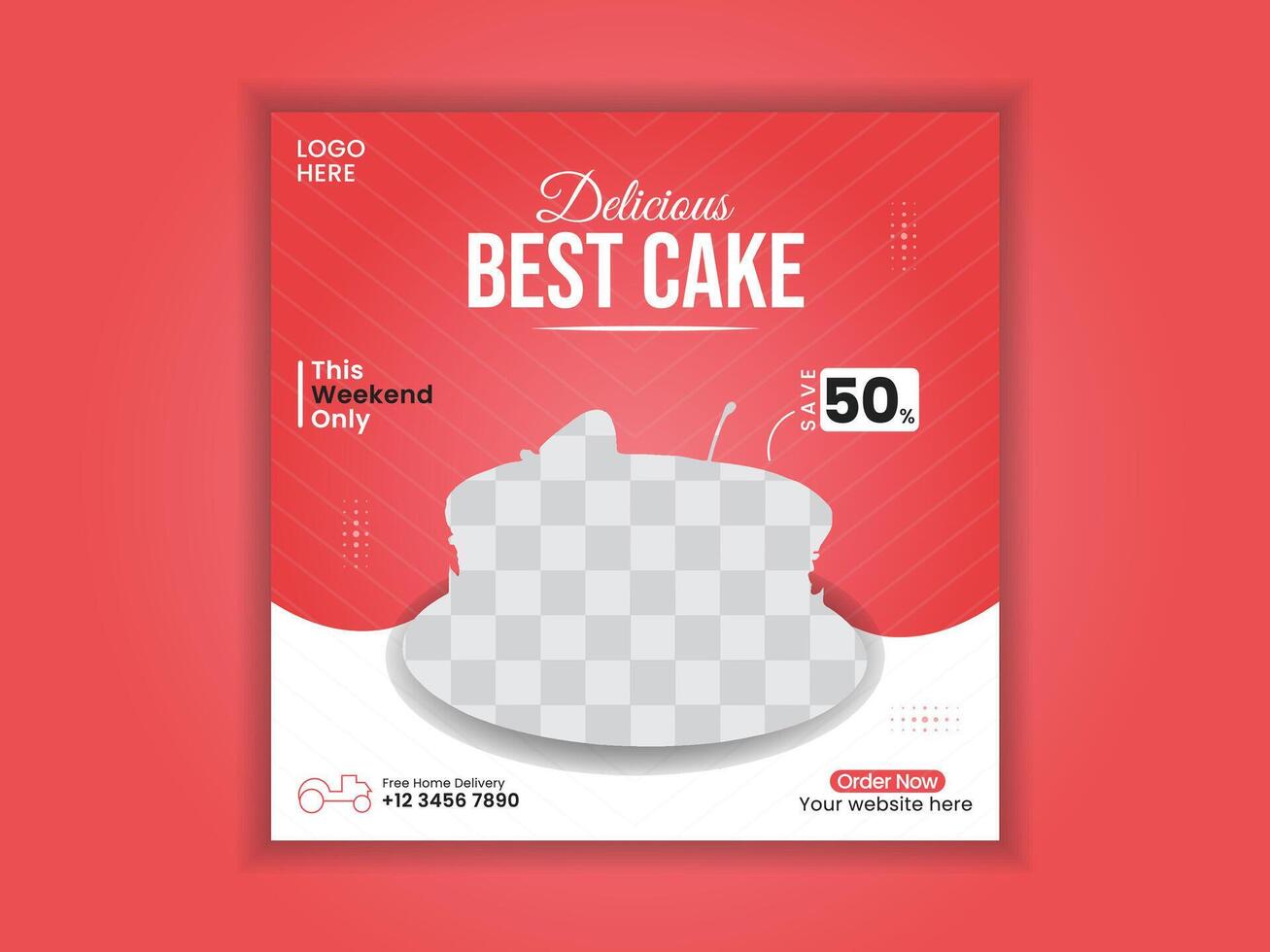 Cake social media post template, pro vector