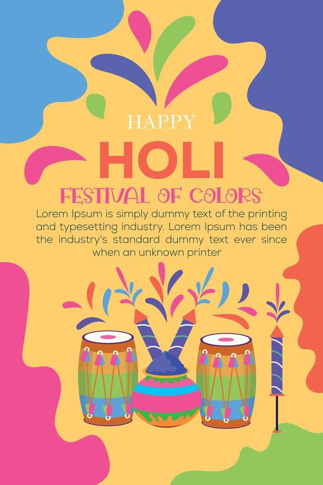 Happy Holi colorful banner template indian hinduism festival celebration, social media poster design  and horizontal banner template for holi festival celebration vector