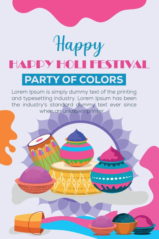 Happy Holi colorful banner template indian hinduism festival celebration, social media poster design  and horizontal banner template for holi festival celebration vector