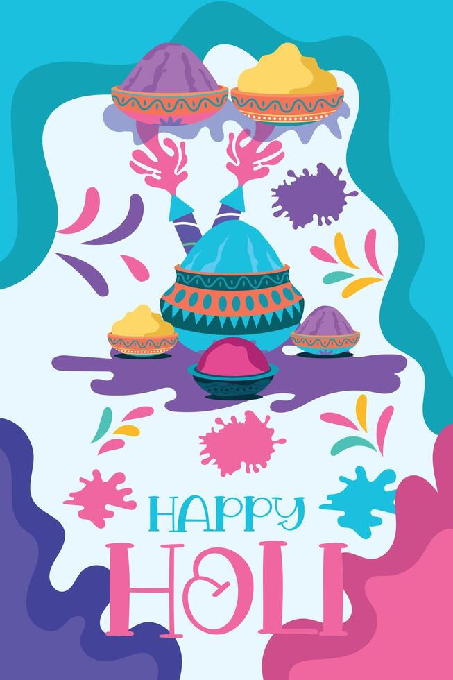 Happy Holi colorful banner template indian hinduism festival celebration, social media poster design  and horizontal banner template for holi festival celebration vector