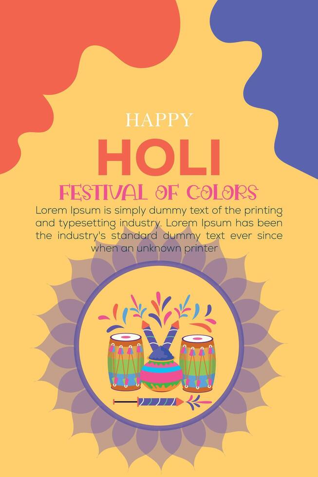 Happy Holi colorful banner template indian hinduism festival celebration, social media poster design  and horizontal banner template for holi festival celebration vector