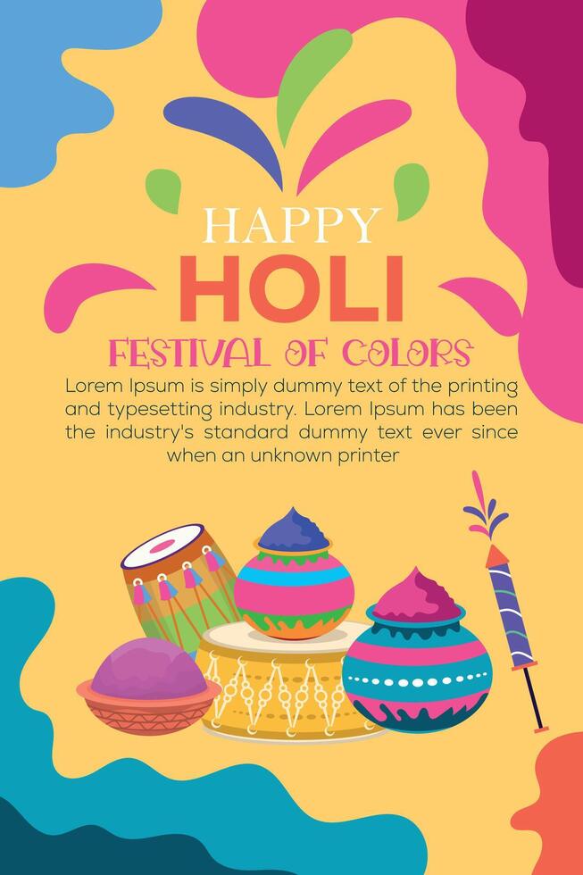 Happy Holi colorful banner template indian hinduism festival celebration, social media poster design  and horizontal banner template for holi festival celebration vector