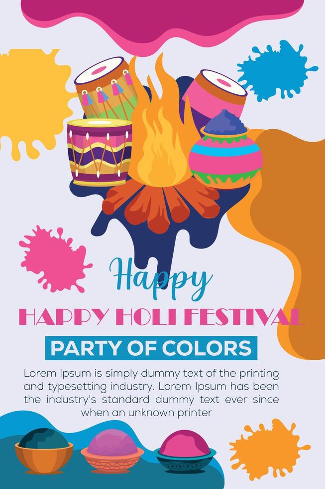 Happy Holi colorful banner template indian hinduism festival celebration, social media poster design  and horizontal banner template for holi festival celebration vector