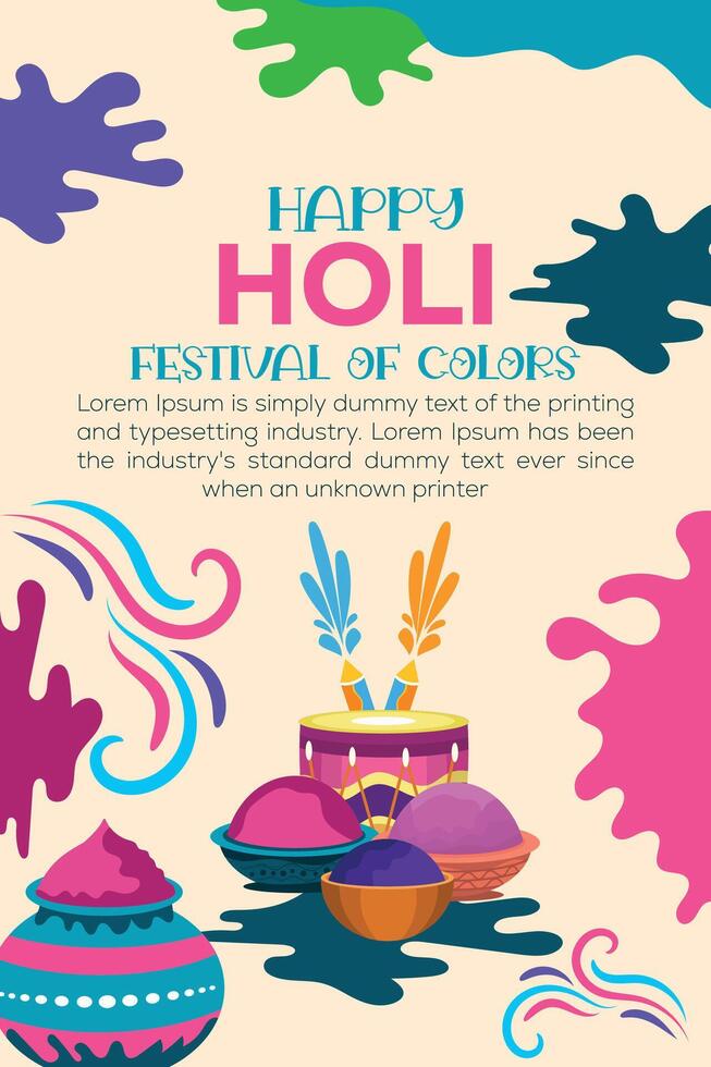 Happy Holi colorful banner template indian hinduism festival celebration, social media poster design  and horizontal banner template for holi festival celebration vector