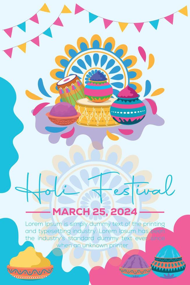 Happy Holi colorful banner template indian hinduism festival celebration, social media poster design  and horizontal banner template for holi festival celebration vector