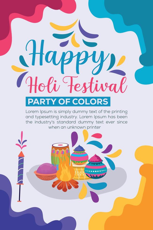 Happy Holi colorful banner template indian hinduism festival celebration, social media poster design  and horizontal banner template for holi festival celebration vector