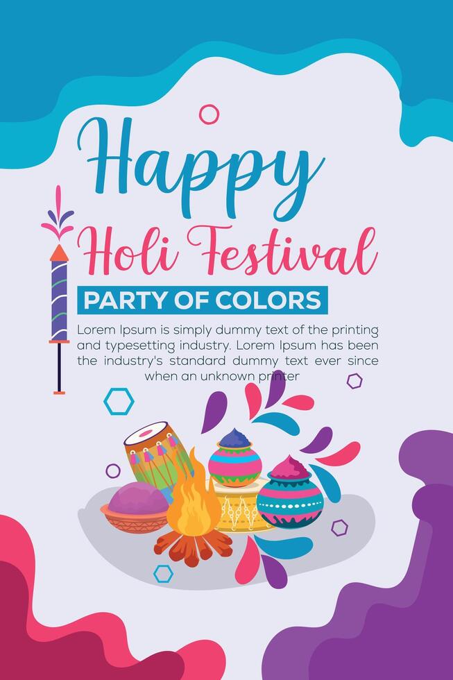 Happy Holi colorful banner template indian hinduism festival celebration, social media poster design  and horizontal banner template for holi festival celebration vector