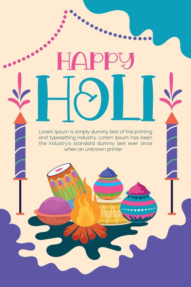 Happy Holi colorful banner template indian hinduism festival celebration, social media poster design  and horizontal banner template for holi festival celebration vector