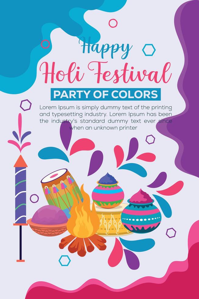 Happy Holi colorful banner template indian hinduism festival celebration, social media poster design  and horizontal banner template for holi festival celebration vector