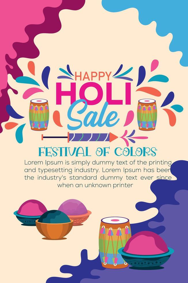 Happy Holi colorful banner template indian hinduism festival celebration, social media poster design  and horizontal banner template for holi festival celebration vector