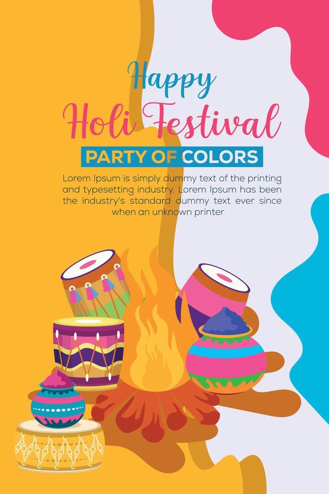 Happy Holi colorful banner template indian hinduism festival celebration, social media poster design  and horizontal banner template for holi festival celebration vector