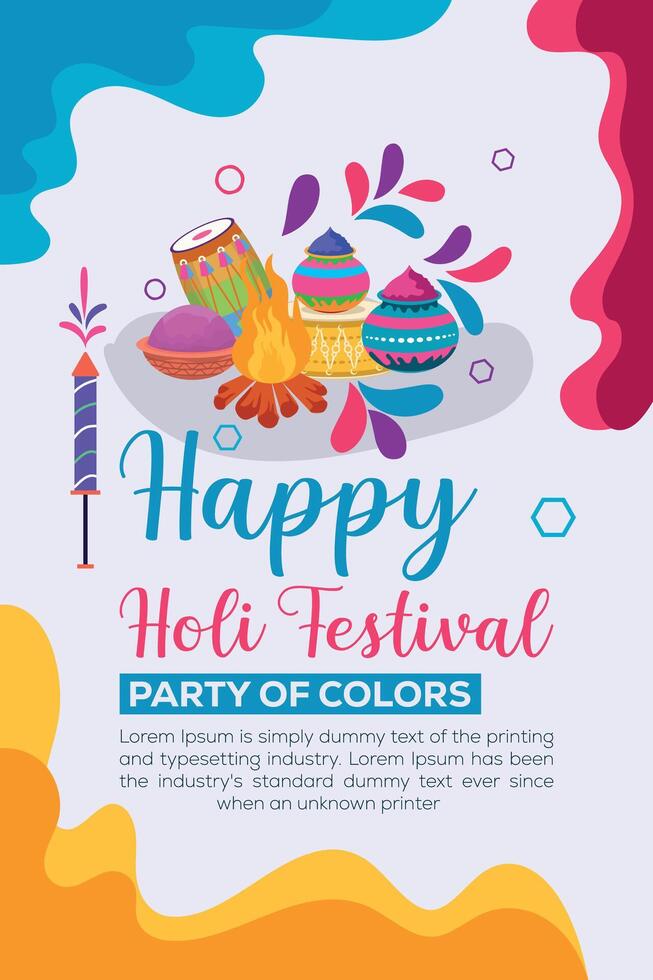 Happy Holi colorful banner template indian hinduism festival celebration, social media poster design  and horizontal banner template for holi festival celebration vector