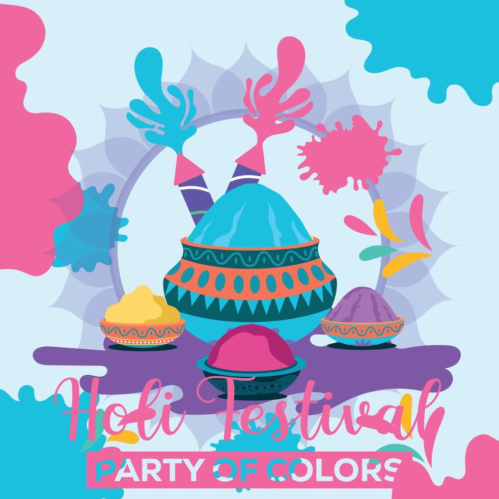 Happy Holi colorful banner template indian hinduism festival celebration, social media poster design  and horizontal banner template for holi festival celebration vector