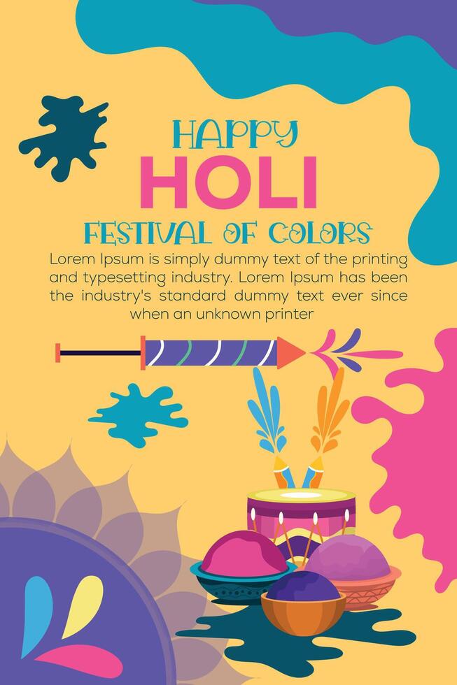 Happy Holi colorful banner template indian hinduism festival celebration, social media poster design  and horizontal banner template for holi festival celebration vector