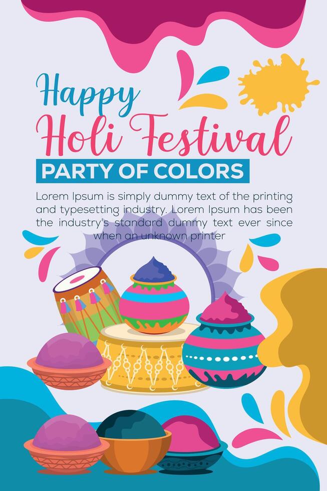 Happy Holi colorful banner template indian hinduism festival celebration, social media poster design  and horizontal banner template for holi festival celebration vector