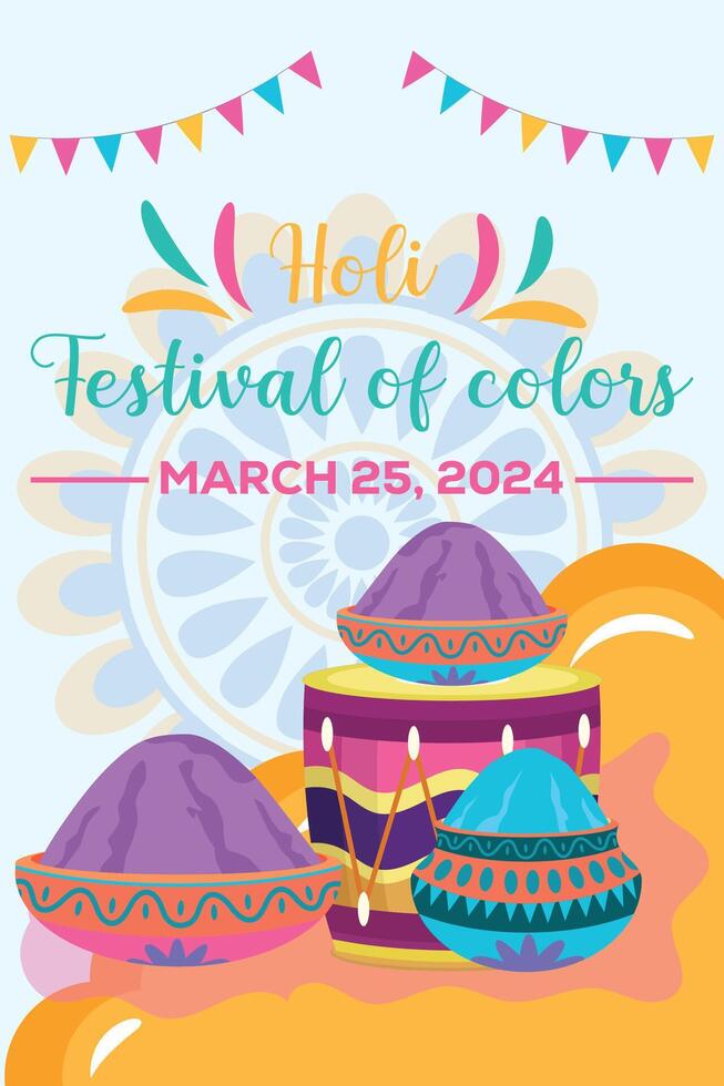 Happy Holi colorful banner template indian hinduism festival celebration, social media poster design  and horizontal banner template for holi festival celebration vector