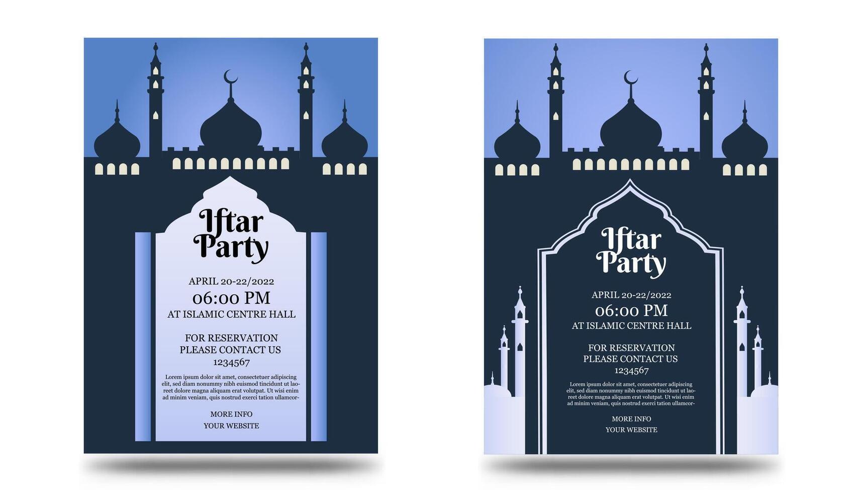 Iftar invitation with beautiful mosque and decorations vector
