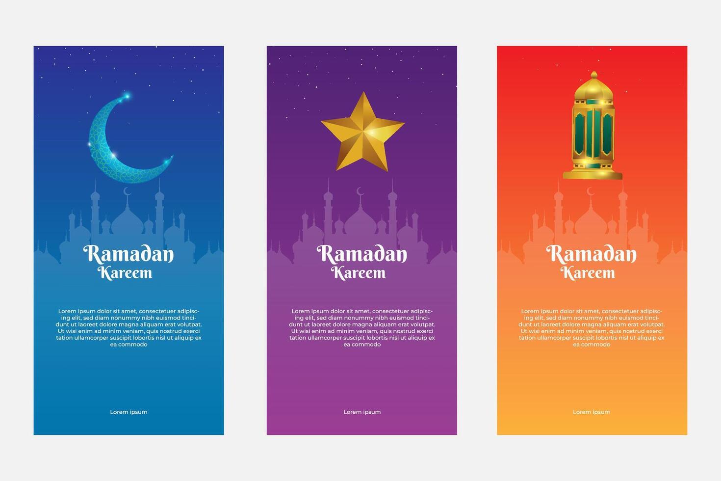 Ramadan banner template. banner design with beautiful lanterns, stars and moon vector