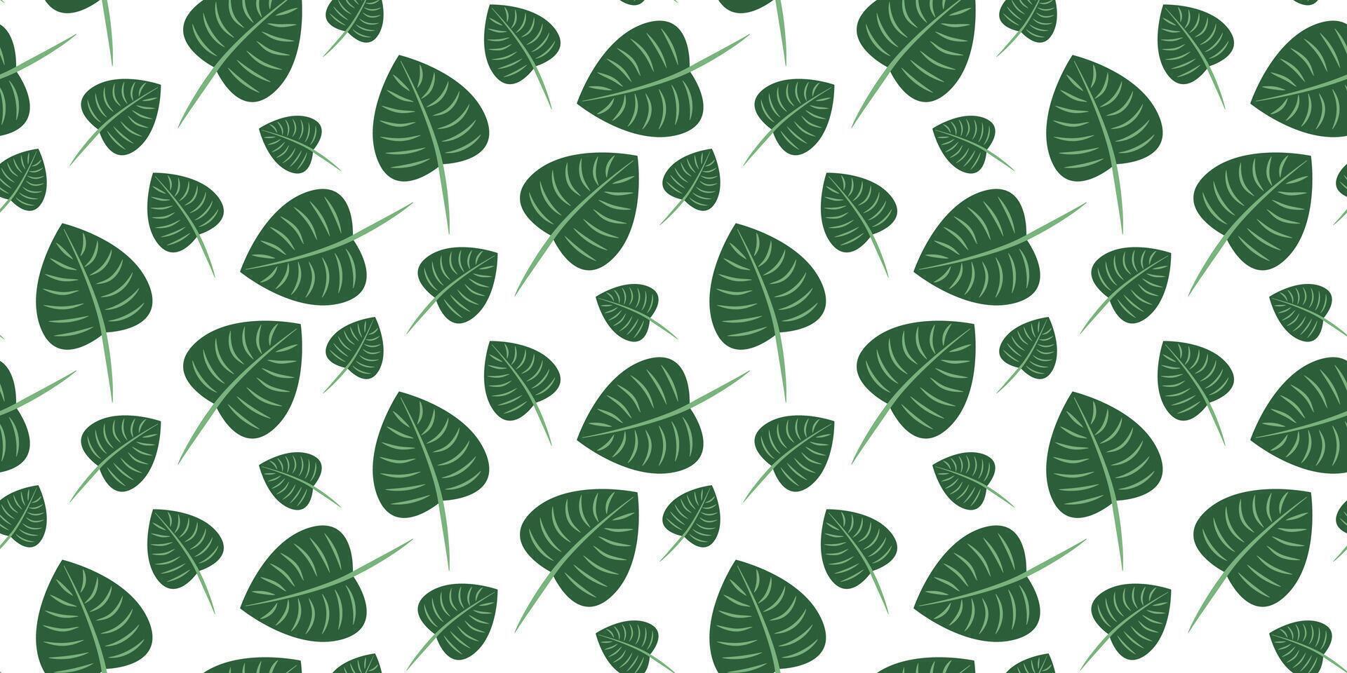 Seamless pattern with green leaves. vector illustration. horizontal background
