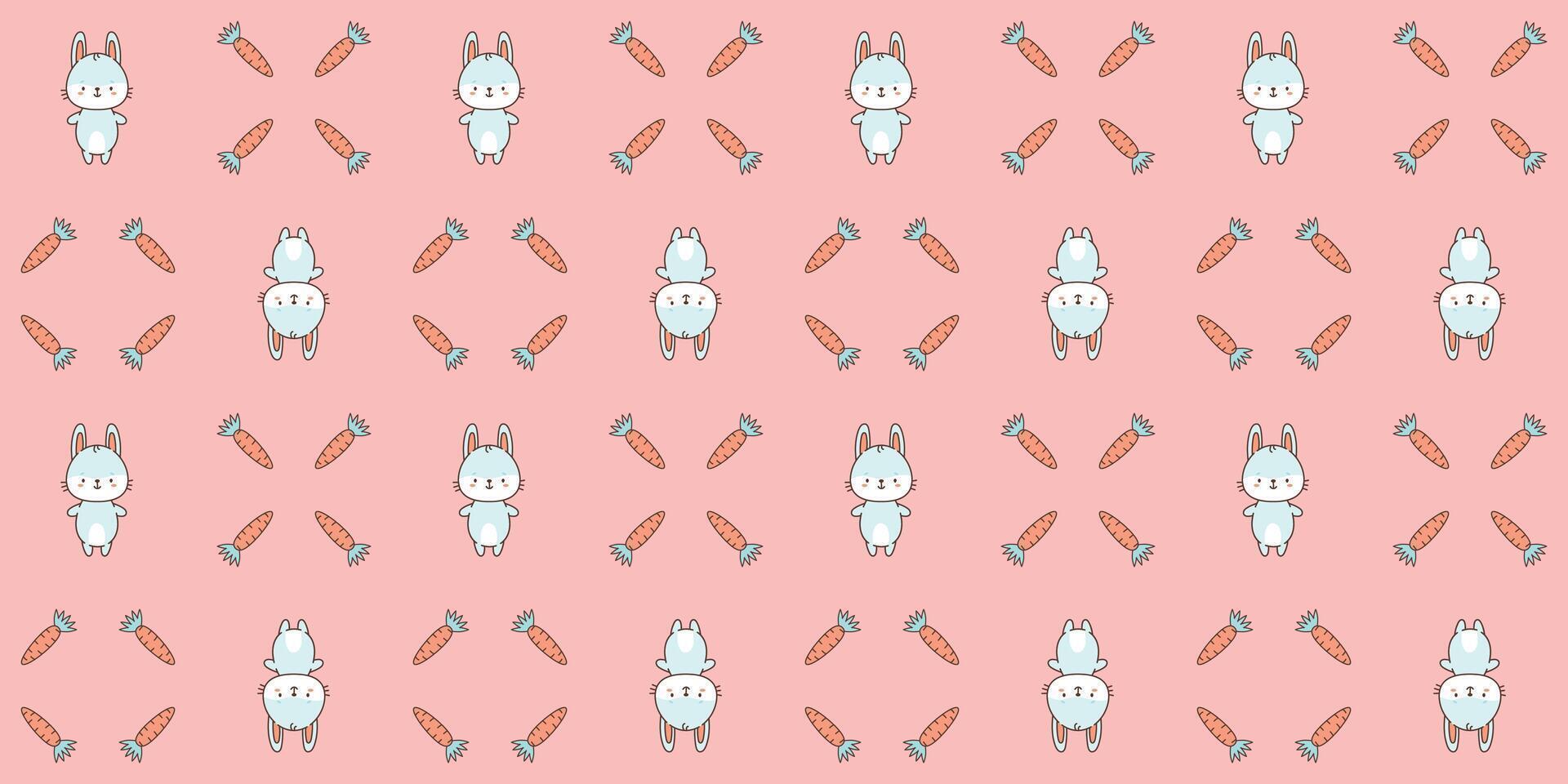 Seamless pattern with cute bunny . Cute animals in kawaii style. Drawings for children. vector illustration