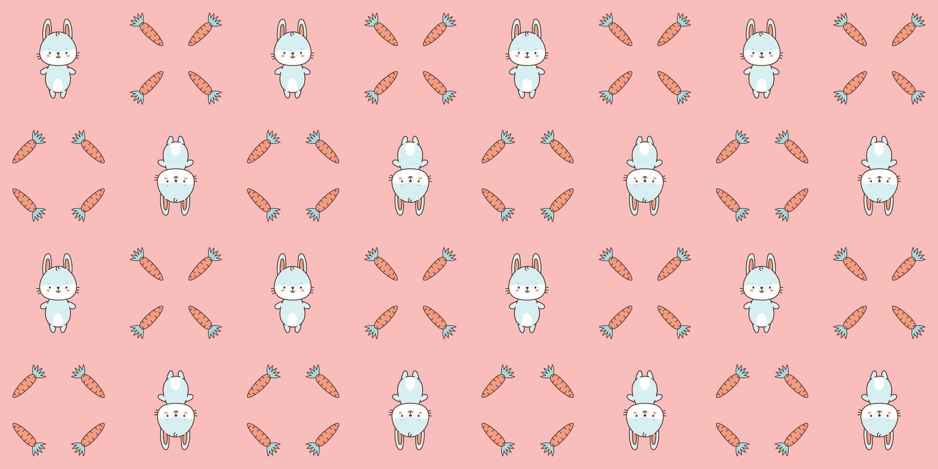 Seamless pattern with cute bunny . Cute animals in kawaii style. Drawings for children. vector illustration