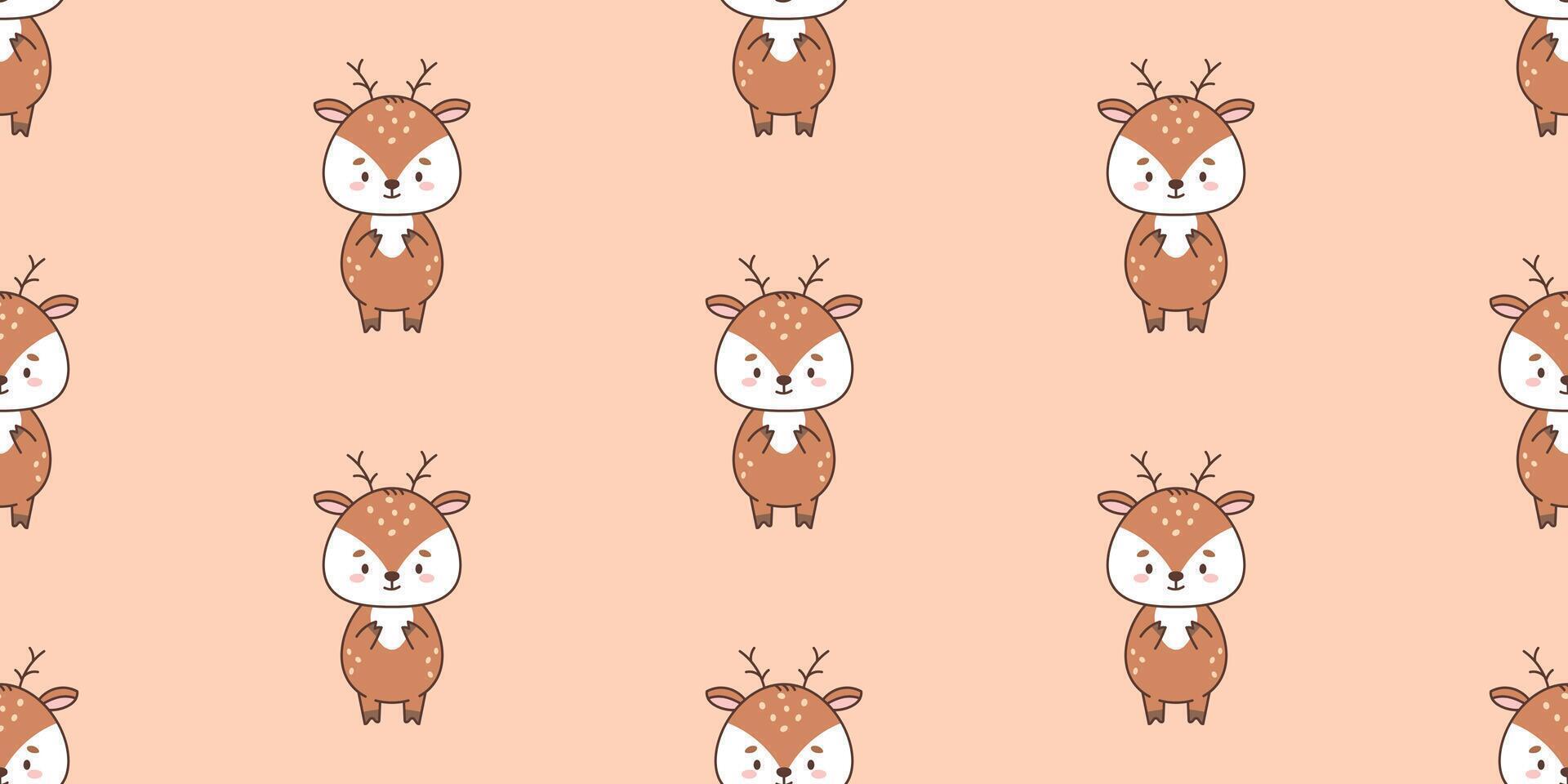 sin costura modelo con linda ciervo . linda animales en kawaii estilo. dibujos para niños. vector ilustración