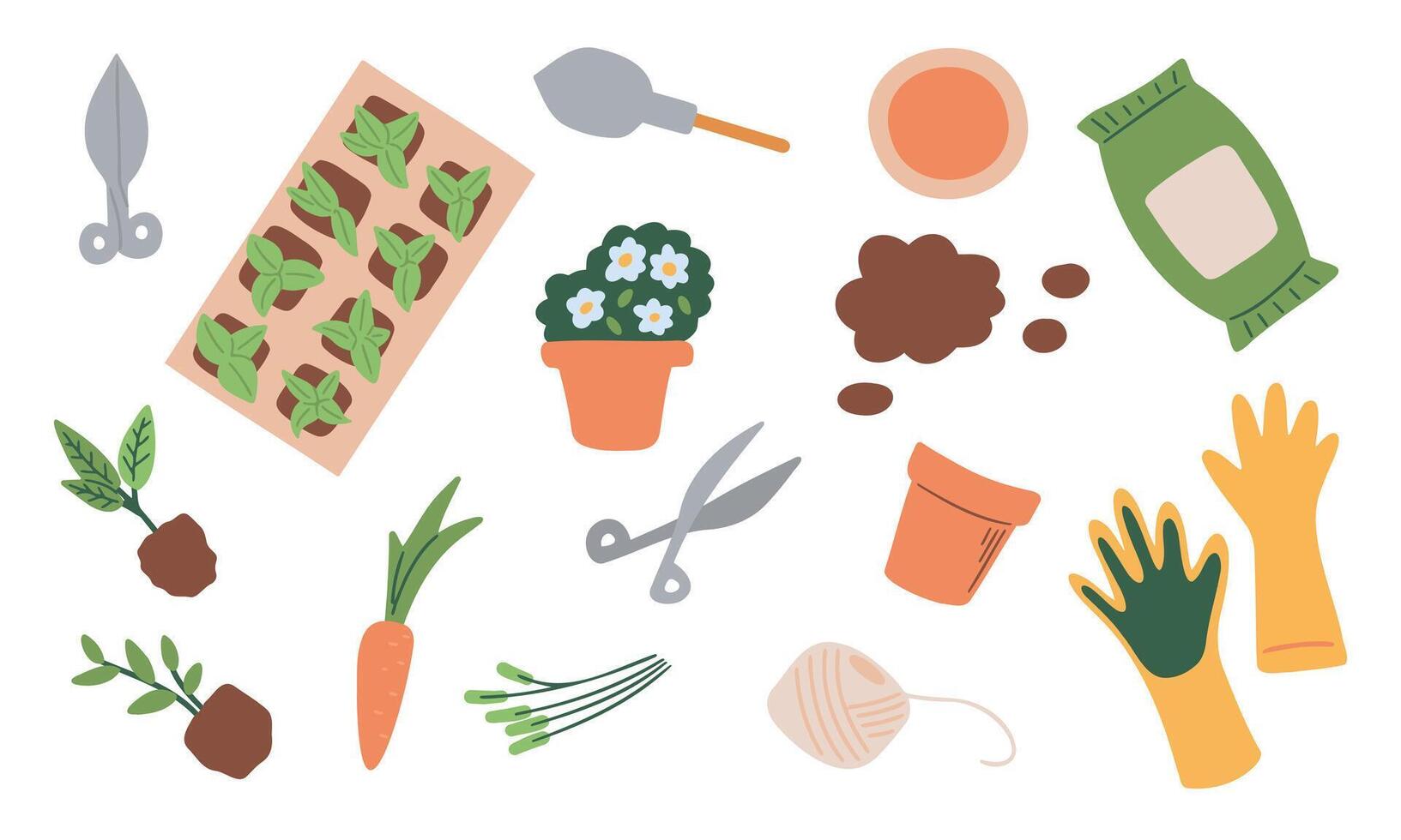 Gardeners Equipment Set Of Objects Needed For Gardening And Farming Isolated Vector Illustrations
