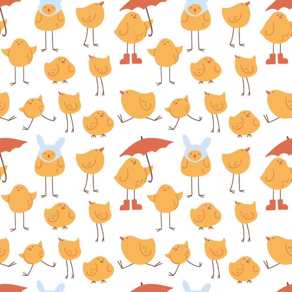 Baby seamless vector pattern. Many little yelow birds on white background. Creative kids texture for fabric, textile, wallpaper, apparel. Vector illustration in yellow