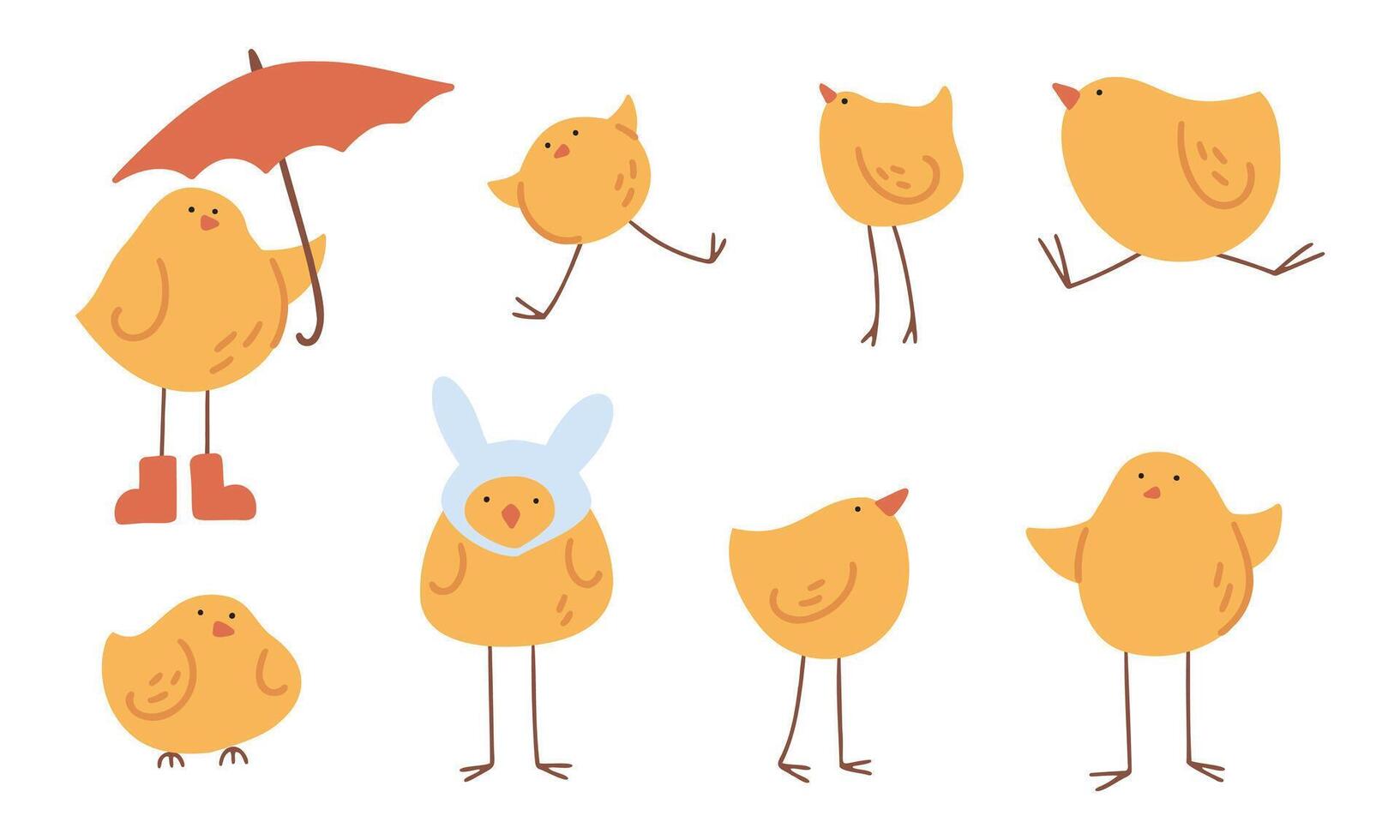 Set of cute cartoon chickens vector