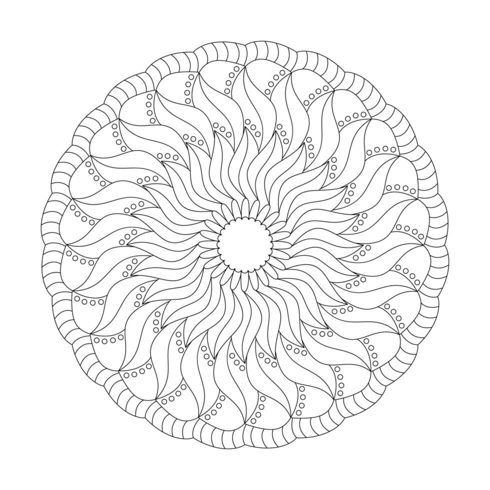 Blissful Floral Creativity Mandala Coloring Book Page for kdp Book Interior vector