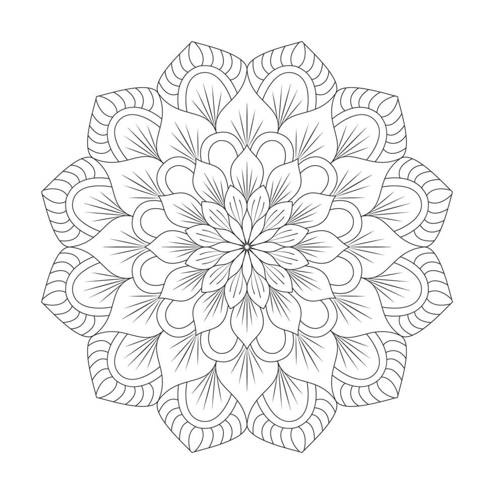 Enigmatic Floral Creativity Mandala Coloring Book Page for kdp Book Interior vector