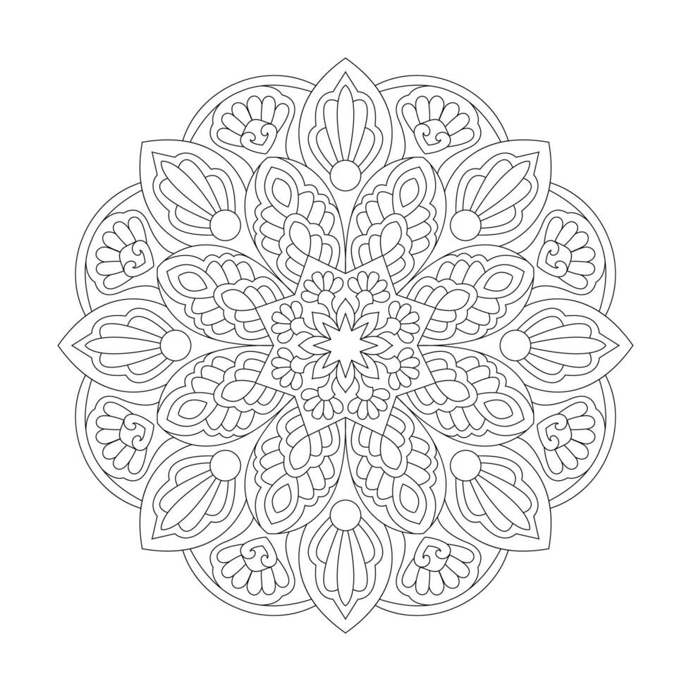 isolated outline mandala art therapy round decorative  for Coloring book page vector