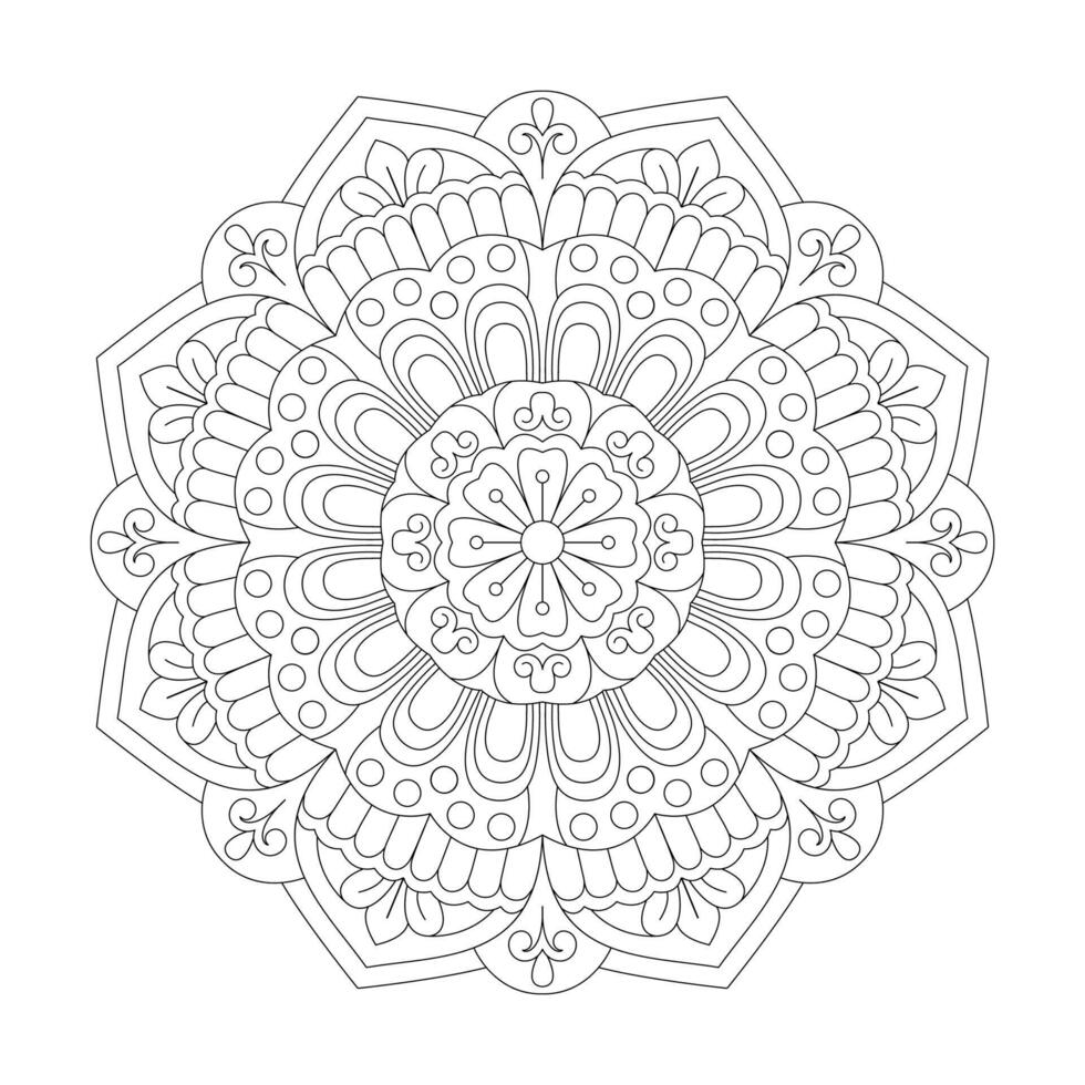 monocromo étnico mandala diseño para colorante libro vector