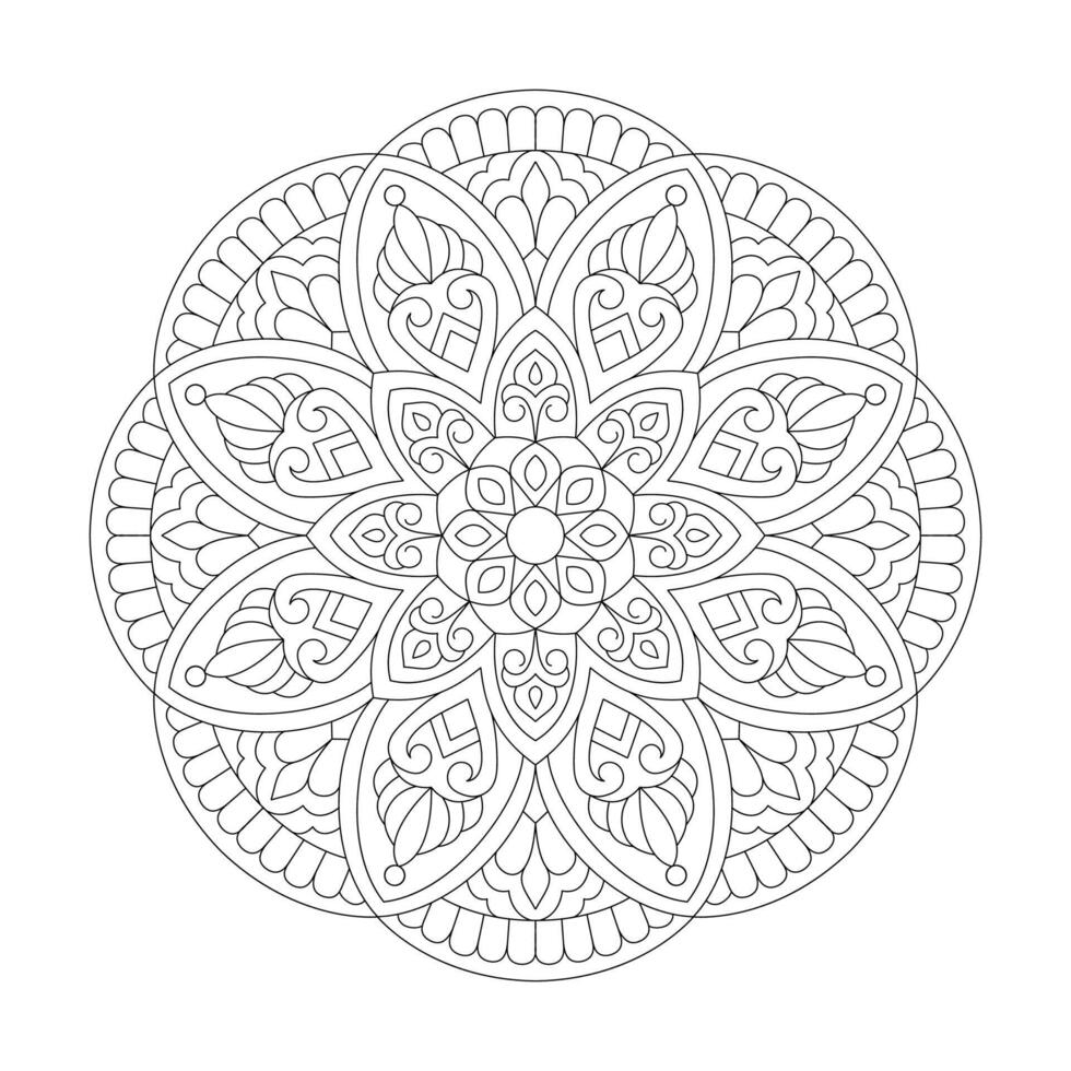 místico mandala diseño para colorante libro página vector