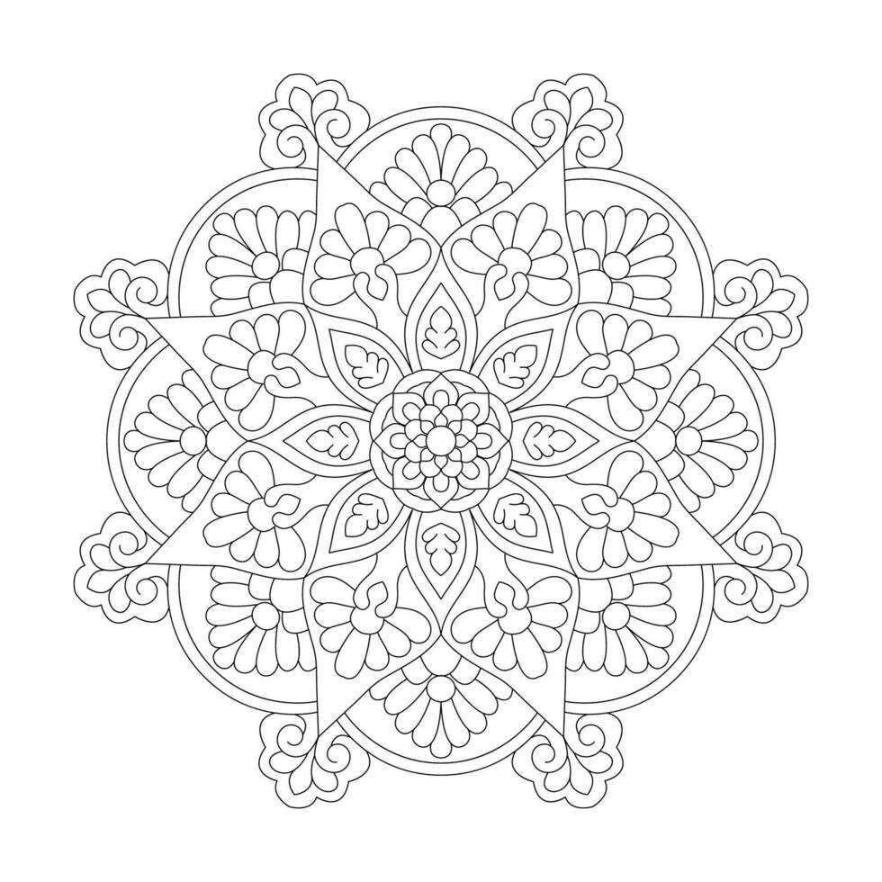 A seamless pattern of intricate mandala for Coloring book page vector