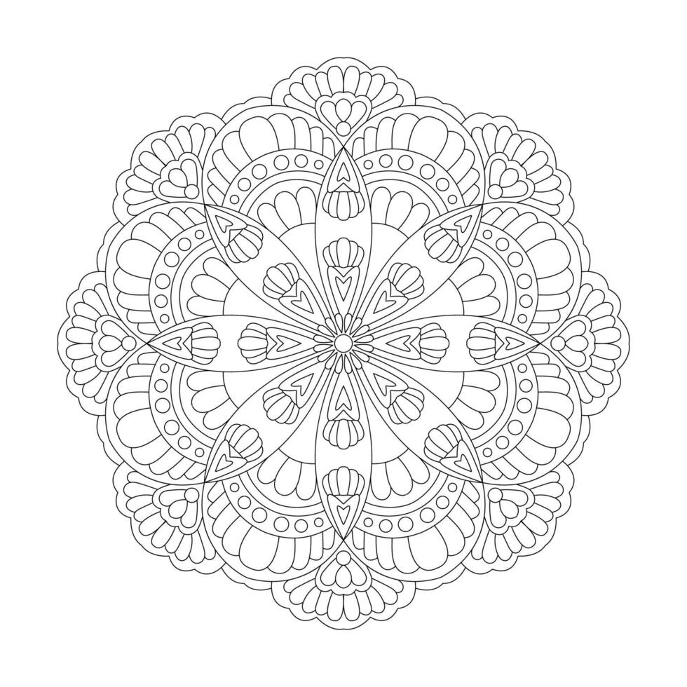 circular intrincado mandala diseño para colorante libro página vector