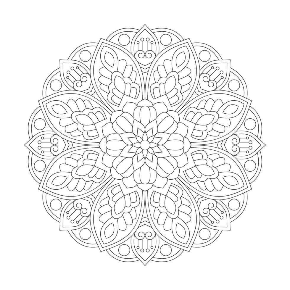 Decorative circle ornament in ethnic oriental style for Coloring book page vector