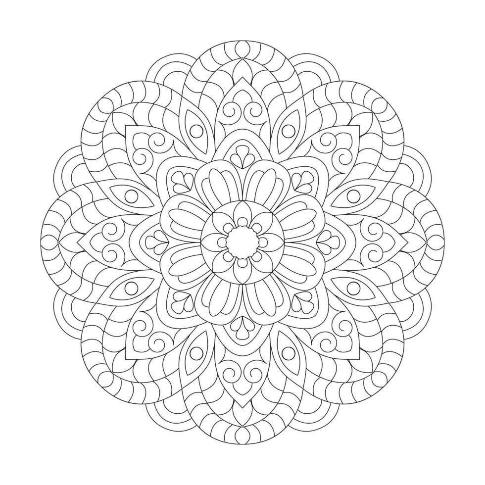 decorativo mandala con sencillo floral patrones para colorante libro página vector